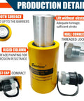 Hydraulic Cylinder Jack,20 Ton Heavy Duty Porta Power Kit with CP-180 Manual Hydraulic Hand Pump,2" Stroke Single Acting Industrial Mini Hydraulic Ram, details labeled.