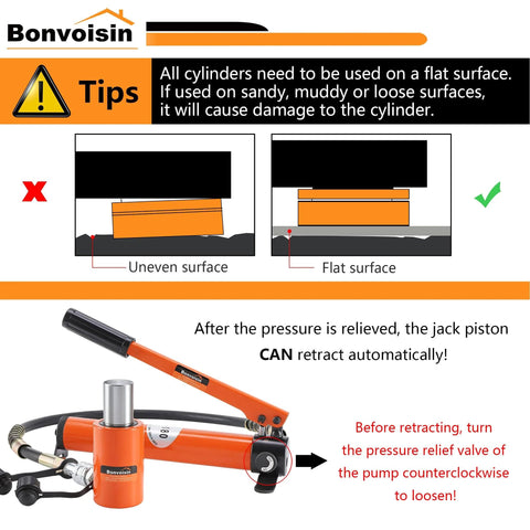 20T Hydraulic Cylinder Jack Porta Power Ram 4" Long Stroke Lifting Cylinders Single-Acting for Machinery Shipbuilding instructions