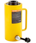 ✝️ Hydraulic Cylinder Jack 30Ton, Solid Ram Hydraulic Cylinder 4Inch, yellow single acting jack with quick connector, side view