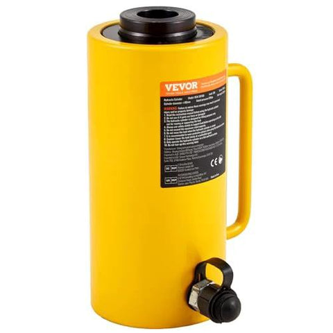 Hydraulic Cylinder Jack 30Ton, Solid Ram Hydraulic Cylinder 4Inch, Stroke Single Acting with Quick Connector, yellow design.