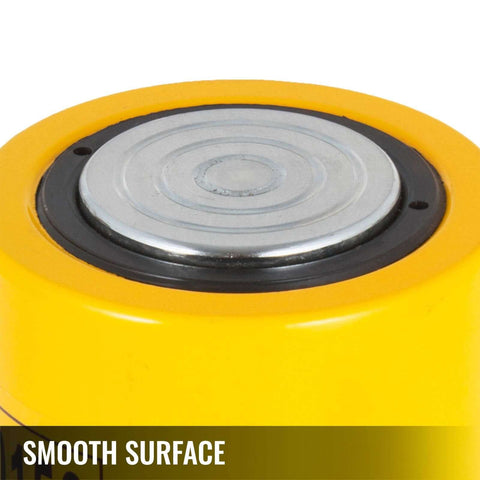 Close-up of 20 Ton Solid Ram Hydraulic Cylinder Jack With 6 Inch Stroke Portable Quick Connector, smooth surface, VEVOR.