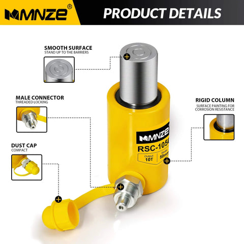 10 Ton Hydraulic Cylinder Jack Kit With 2 Inch Stroke And CP 180 Hand Pump Porta Power Ram Single Acting Auto Retract