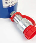 Close-up of 10,000 PSI capacity hydraulic cylinder ram quick coupler, part of the 20 Ton Hydraulic Cylinder Ram, Single Acting, 6-Inch Stroke by AMZCNC.