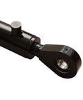 Close-up of Heavy Duty Double Acting Hydraulic Cylinder With 2 Inch Bore And 8 Inch Stroke Swivel Eye Universal Fit 3500 PSI Rated 9400 Lb Load