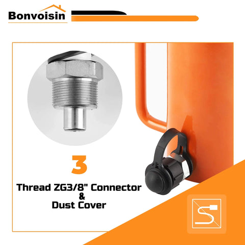 20T Hydraulic Cylinder Jack Porta Power Ram 4" Long Stroke Lifting Cylinders Single-Acting for Machinery Shipbuilding connector