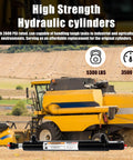 Heavy Duty Double Acting Hydraulic Cylinder For Tractor And Loader And Ag Equipment 1.5 Inch Bore 12 Inch Stroke 0.75 Inch Pin Holes SAE 6 Ports 3500 PSI Welded Replacement Cylinder By Kingway, displayed with farm equipment.