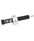 Front view of Hydraulic Damper Regulator RB 2430 for 30mm stroke, compact and oil-filled, showcasing adjustable speed control dampers.