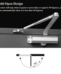 Heavy Duty Hydraulic Door Closer With Adjustable Arm And Hold Open Aluminum Alloy Construction Soft Close Action installed