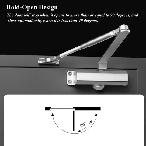 Heavy Duty Hydraulic Door Closer With Adjustable Arm And Hold Open Aluminum Alloy Construction Soft Close Action installed