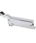 Front view of the Hydraulic Door Closer, Exposed Mounting, 11094000003 with solid steel enclosed housing, silver finish.