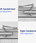 Automatic Door Closer (Silver), FS-1306 Residential Hydraulic Auto Door Closer installed on left and right-handed doors.