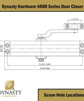 Technical diagram of Door Closer, Commercial Hydraulic Closer, Self-Closing, Spring Size 4, Surface Mount, Sprayed Aluminum, Series 4000