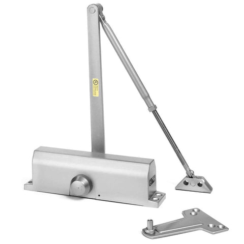 Door Closer, Commercial Hydraulic Closer, Self-Closing, Spring Size 4, Surface Mount, Sprayed Aluminum, Series 4000 front view