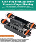 Concealed hydraulic 7-inch door hinges with limit stop block assembly for smooth self-closing action.