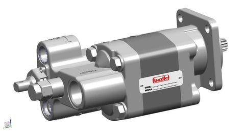 Side view of Buzile Dump Pump BG102-20RAS Replacement G102-1-2.0R-4S-AS with SAE 4-bolt mount and 2.0 inch gear width