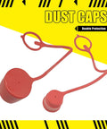 Red dust caps for 90 Degree Flat Face Hydraulic Quick Connect Coupler Set with Three Eighths JIC Male Thread and Dust Cap