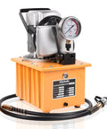 Hydraulic Electric Pump 8.4Quart 2.1Gallon Single Acting Manual Valve 8L Hydraulic Power Pack Cylinder Electric Portable Pump for Single Acting Cylinders, ZCB-700A with gauge and hose