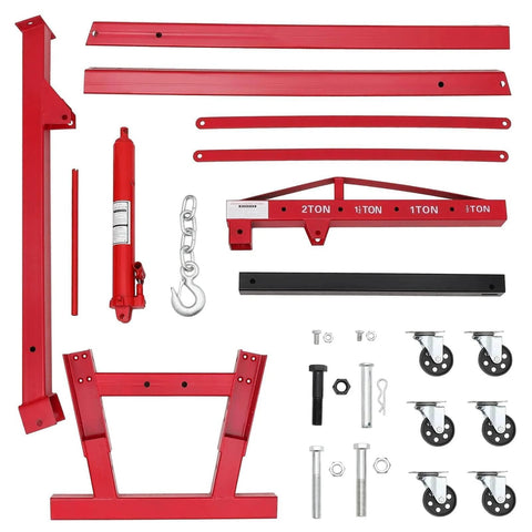 Parts of Heavy Duty 2 Ton Folding Hydraulic Engine Hoist With Load Leveler And Adjustable Boom From 0.5 To 2 Tons, 6 Swivel Wheels