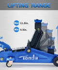 Hydraulic Floor Jack 1.5 Ton Portable Car Lift With 4.9 To 11.8 Inch Lift Range Blue Durable Steel Construction side view