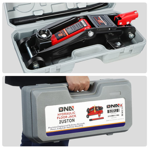 Low Profile Hydraulic Trolley Floor Jack 2 Ton Capacity 4000 Lbs with carrying case for garage and vehicle service