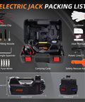 Heavy Duty 5 Ton Hydraulic Floor Jack Kit With Tire Inflator LED Light For Quick Safe Lifts And Portable Carry Case For Cars SUVs Sedans And MPVs StandTall Complete Accessory Set showing components in carrying case