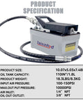 Taixinhyd Hydraulic Pump Air Hydraulic Foot Pump Aluminum Tank 98 CU.in 10000 PSI Air Actua Treadle Hydraulic Pump with Pipe, Grey