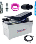 Taixinhyd Hydraulic Pump Air Hydraulic Foot Pump Aluminum Tank 98 CU.in 10000 PSI Air Actua Treadle Hydraulic Pump with Pipe, Grey and accessories