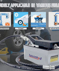 Taixinhyd Hydraulic Pump Air Hydraulic Foot Pump Aluminum Tank 98 CU.in 10000 PSI Air Actua Treadle Hydraulic Pump with Pipe, Grey in workshop setting.