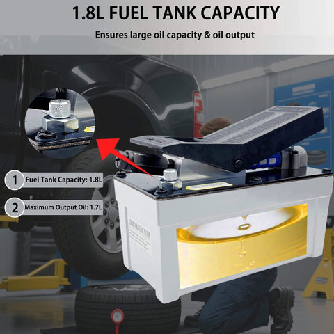 Taixinhyd Hydraulic Pump Air Hydraulic Foot Pump Aluminum Tank 98 CU.in 10000 PSI Air Actua Treadle Hydraulic Pump with Pipe, Grey