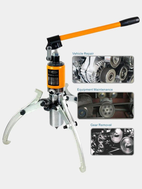 Beefy Hydraulic Gear Puller Kit With Five Ton Capacity And Two Or Three Adjustable Jaws Bearing Hub Separator Tool shown