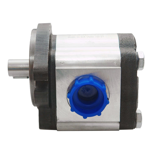 Side view of Hydraulic Gear Pump 3-17 GPM Straight 3/4" Keyed Shaft, Aluminum Hydraulic Oil Gear Pump CID 1.37, Steel Flange