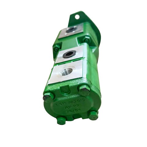 SJ34566 Hydraulic Pump SJ13305 fits for John Deere 6120E 6100D 6105D shown in a side view with green metal casing