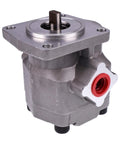 FridayParts Hydraulic Gear Pump 67810-76100 67810-76102 compatible with Kubota Tractor, front view of metal pump.