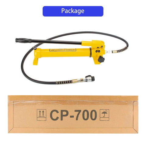 SLIYXTWIO CP-700 Hydraulic Hand Power Pump with hose and packaging, portable with 10000psi max pressure output for hydraulic tools
