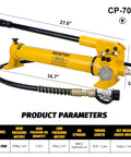 CP-700 Manual Hydraulic Hand Pump for 30 ton Low Profile Hydraulic Jack Porta Power Kit, with dimensions and specifications.