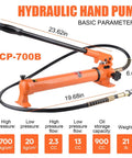 (1000psi) (HZ-700) Hydraulic Pump Hand Operated Pump Hydraulic Hand Pump Manual Pump for Porta Power and Jack (1000psi) (HZ-700) showing dimensions and specifications