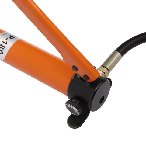 Close-up side view of CP-700 Hydraulic Manual Pump, 20000Pa Hydraulic Hand Pump Manual Lifting Pump, orange steel body