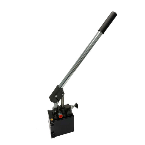 Magister Hydraulics Single Acting Hydraulic Hand Pump with 1 QTs Tank, manual operation, steel reservoir, long handle