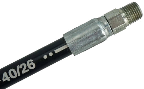 Quarter Inch Hydraulic Hose Assembly Two Wire Braided With Quarter Inch Male Npt Fittings On Both Ends 4000 Psi Working Pressure Close-up
