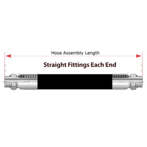 Diagram of One Half Inch hydraulic Hose Assembly 72 Inch Long With Crimped Female JIC 37 Degree Fittings At Both Ends Two Wire SAE 100R2AT