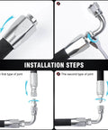 Installation steps for 2-Pack 90 Degree Hydraulic Hose Field Repair Kit For Three Eighths Inch Inner Diameter Reusable.