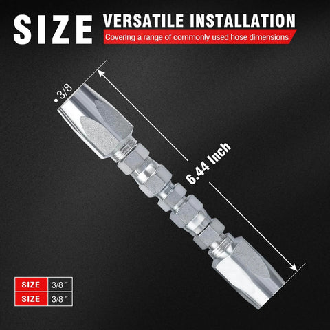 Two Pack Three Eighths Inch Hydraulic Hose Field Repair Kit Reusable For 2-Wire Braided Hoses With Zinc Plated Components