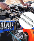 Hydraulic Hose Repair Kit Two Pack One Quarter Inch Inner Diameter Reusable Field Fittings For SAE 100R5 Braided Hoses Easy Clamp On Install Leak Proof Seal Emergency Hose Repair Tool For Heavy Equipment And Machinery shown alongside machinery and car engine.