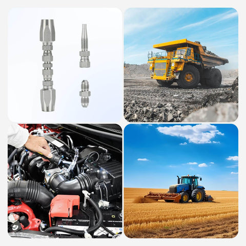 Go-To 3-Piece Hydraulic Hose Repair Kit With Reusable Zinc-Plated Carbon Steel Fittings For R2/R16/R17/R19 Hoses, 1/4 3/8 1/2 Inch IDs, 4000 PSI Emergency Fix For Heavy Machinery Construction And Farm Equipment