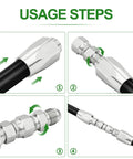 Two-Piece Hydraulic Hose Repair Kit With Three Eighths Inch Reusable Fittings For Two-Wire Braided Hoses Up To 4000 PSI usage steps