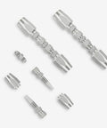 Go-To hydraulic hose repair fittings kit in zinc-plated carbon steel; adapters for 1/4–1/2 in hoses, angled view