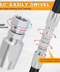 Two Pack One Quarter Inch Hydraulic Hose Field Repair Kit With Reusable Two Wire Fittings For R2 R16 R17 R19 2SN 2SC Double Wire Braided Hoses Up To Four Thousand PSI The Go-To Emergency Fix For The Jobsite showing 360-degree swivel fittings.