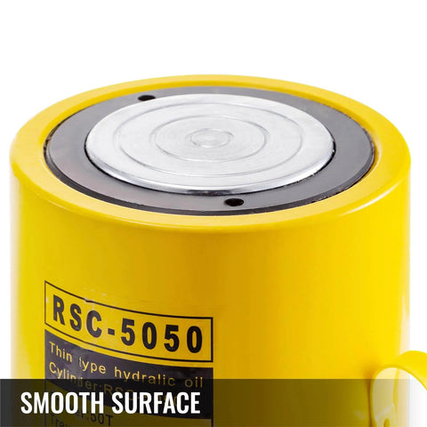 Top view of yellow Beefy 50 Ton Hydraulic Jack With 2 Inch Stroke Solid Single Acting Ram Cylinder 50Mm Bore Lifting Tool