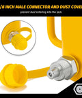 Close-up of 3/8 inch male connector and dust cover on 20 ton Hydraulic Hollow Jack Cylinder, part of the Porta Power Ram.