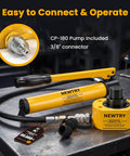 20 Ton Low Profile Hydraulic Jack Porta Power Kit With CP 180 Manual Pump Multi Section Cylinder 1.18 Inch Stroke